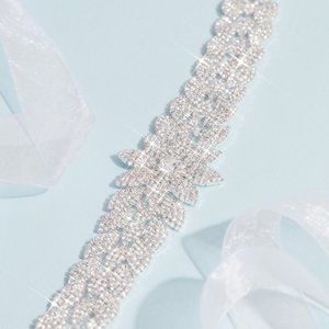 (SOLD) Deco-inspired pave crystal flower sash